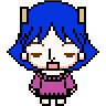 Pixel Art Avatar Icon Generator sample with blue bob hair and pink sweater