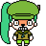 Pixel Art Avatar Icon Generator sample with green ponytail and olive cap