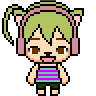 Pixel Art Avatar Icon Generator sample with mint cat-ear headset and rainbow shirt