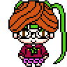 Pixel Art Avatar Icon Generator sample with orange bun hair and green ribbon