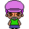Pixel Art Avatar Icon Generator sample with purple cap and green shirt