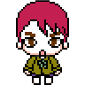 Pixel Art Avatar Icon Generator sample with red hair and olive uniform