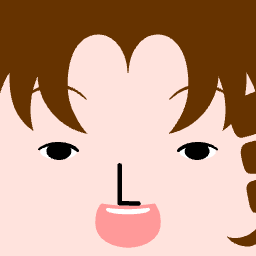 Square Face Generator icon with brown curls and smile