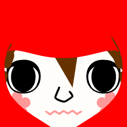 Square Face Generator icon with bright red hair and big eyes