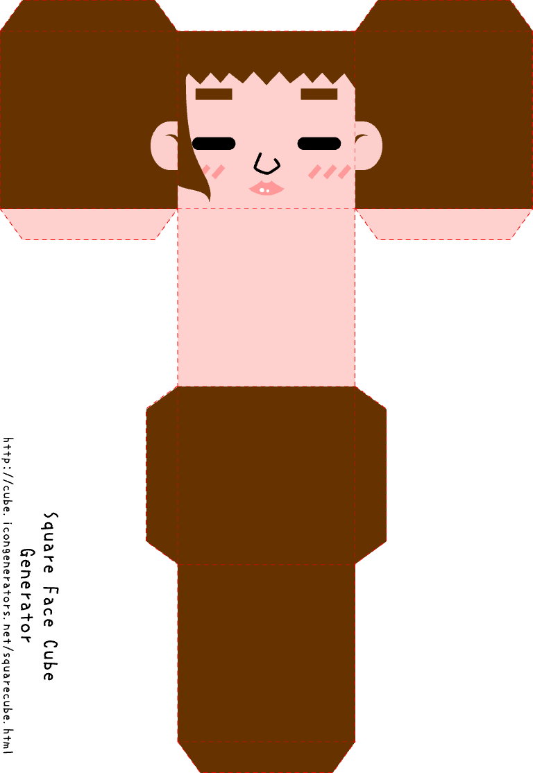 Square Face Cube Generator sample with closed eyes and blush