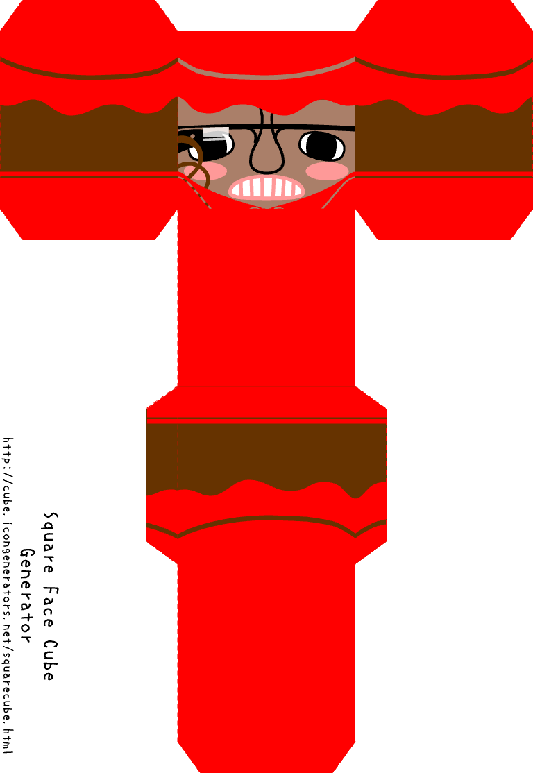 Square Face Cube Generator sample with brown hair and wide grin