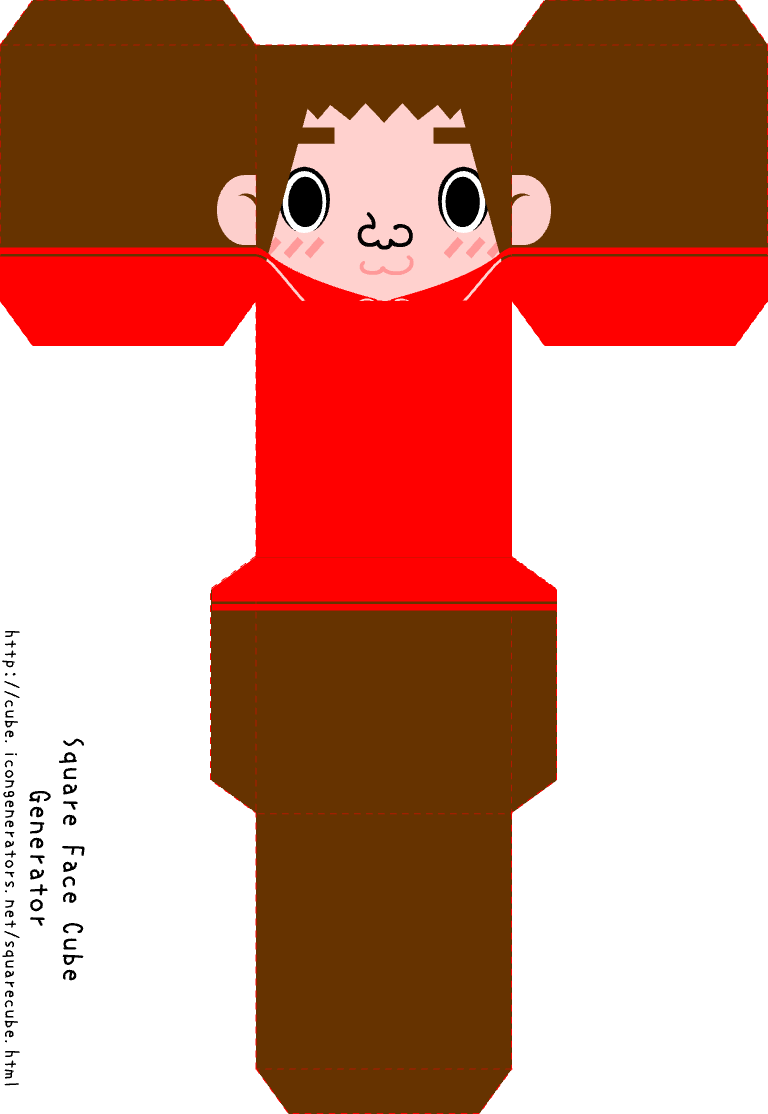 Square Face Cube Generator sample with round eyes and rosy cheeks